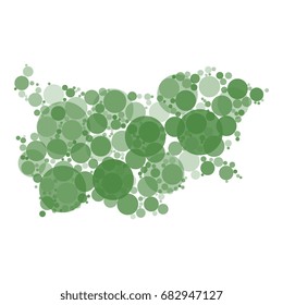 vector map of bulgaria filled with circles of different sizes and opacity isolated on white background