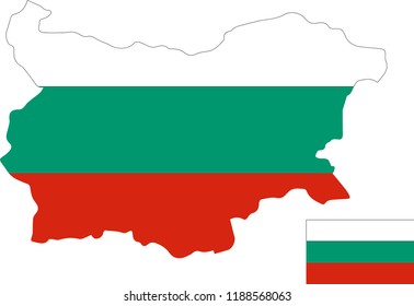 Vector map of Bulgaria with flag. Isolated, white background