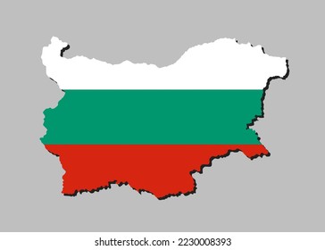 Vector map Bulgaria made national flag isolated on background. Template Europe creative state flag for design, illustration, pattern, report, infographic, backdrop. Concept symbol of the Bulgaria