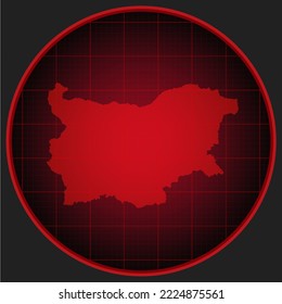 Vektorgrafik Bulgarien auf dem Radarschirm. Template Europe Land für Muster, Bericht, Hintergrund. Konzept des Staates Bulgarien für Nachrichten, Infografik. Kontaktkarte für Ihr Design, Illustration