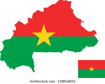 Vector map of Burkina Faso
 with flag. Isolated, white background