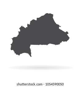 Vector map Burkina Faso. Isolated vector Illustration. Black on White background. EPS 10 Illustration.