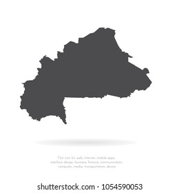 Vector map Burkina Faso. Isolated vector Illustration. Black on White background. EPS 10 Illustration.