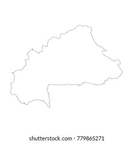 Vector map Burkina Faso. Isolated vector Illustration. Black on White background. EPS 10 Illustration.