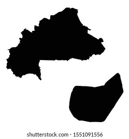 Vector map Burkina Faso and Ouagadougou. Country and capital. Isolated vector Illustration. Black on White background. EPS 10 Illustration.