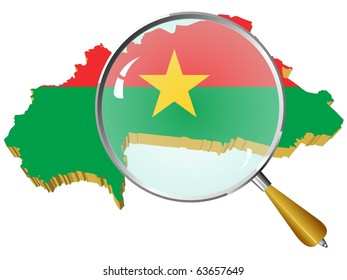 vector map of Burkina Faso under the magnifying glass