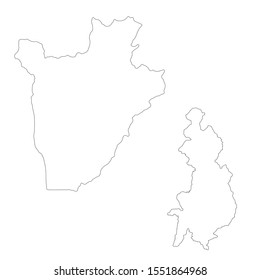 Vector map Burundi and Gitega. Country and capital. Isolated vector Illustration. Outline. EPS 10 Illustration.