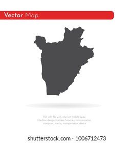 Vector map Burundi. Isolated vector Illustration. Black on White background. EPS 10 Illustration.