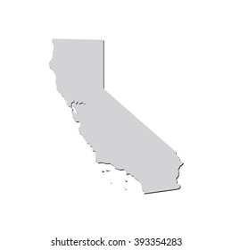 Vector map California. Isolated vector Illustration. Gray on White background. With shadow. EPS 10 Illustration.