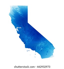 Vector map California. Isolated vector Illustration. Watercolor effect. EPS 10 Illustration.