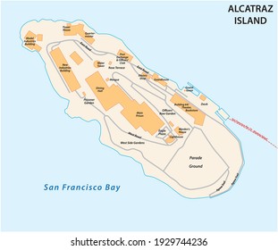 vector map of Californias former prison island Alcatraz