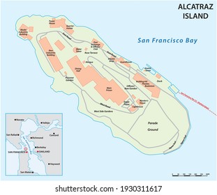 vector map of Californias former prison island Alcatraz