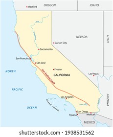 Vector Map Of Californias San Andreas Fault, United States