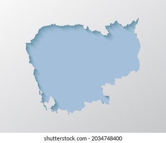 Vector map Cambodia with abstract shadow isolated on background. Template Asia country for pattern, design, illustration, backdrop. Creative concept outline, border, frontier map of the state Cambodia