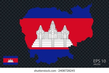 Vector map of Cambodia. Vector design isolated on grey background.

