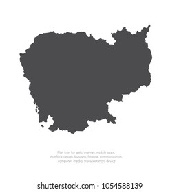 Vector map Cambodia. Isolated vector Illustration. Black on White background. EPS 10 Illustration.