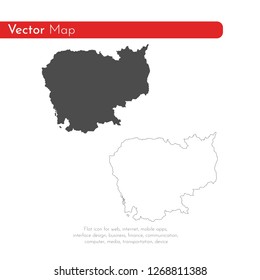 Vector map Cambodia. Isolated vector Illustration. Black on White background. EPS 10 Illustration.