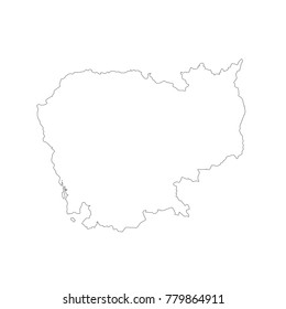 Vector map Cambodia. Isolated vector Illustration. Black on White background. EPS 10 Illustration.