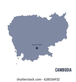 Vector map of Cambodia isolated on white background. Travel Vector Illustration.