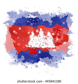vector map of cambodia Watercolor paint