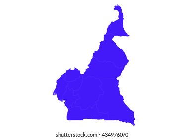 Vector map- cameroon country on white background. blue color.