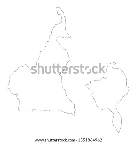 Vector map Cameroon and Yaounde. Country and capital. Isolated vector Illustration. Outline. EPS 10 Illustration.