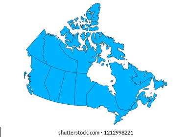 Vector map of Canad with provinces and territories borders.