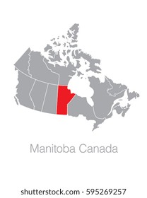 Vector Map of Canada Highlighting the Province of Manitoba