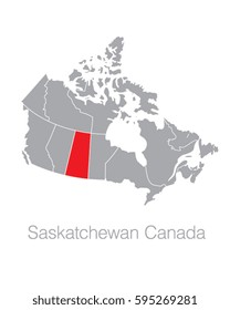 Vector Map of Canada Highlighting the Province of Saskatchewan