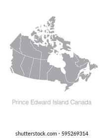 Vector Map of Canada Highlighting the Province of Prince Edward Island