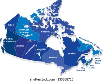 Vector map of Canada with territories