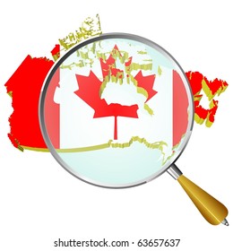 vector map of Canada under the magnifying glass