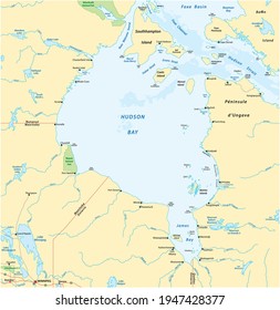 Vector Map Of Canadian Marginal Sea Hudson Bay 