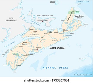 Vector map of the Canadian province of Nova Scotia