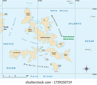 Vector map of Cape Horn National Park, Chile