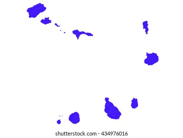 Vector map- cape Verde country on white background. blue color.