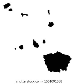 Vector map Cape Verde and Praia. Country and capital. Isolated vector Illustration. Black on White background. EPS 10 Illustration.