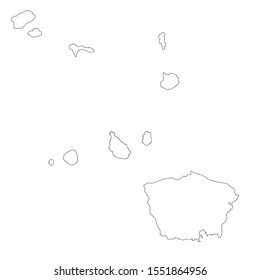 Vector map Cape Verde and Praia. Country and capital. Isolated vector Illustration. Outline. EPS 10 Illustration.