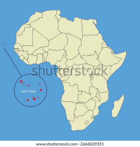 Vector map of Cape Verde, silhouette illustration of vector map isolated on map of Africa. African continent state	