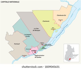 vector map of the Capitale Nationale Quebec administrative region, Canada