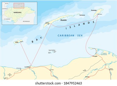 Vector Map Of Caribbean Bay Islands, Honduras