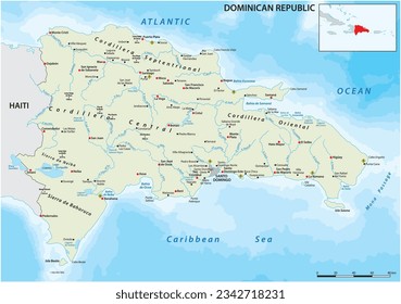 Vector map of Caribbean island country Dominican Republic