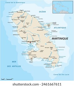 Vector map of the Caribbean island of Martinique, France