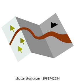 vector map in cartoon hand drawn flat style.
