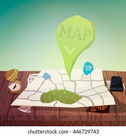 Vector map cartoon illustration