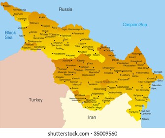 Vector map of Caspian region countries