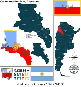 Vector map of Catamarca province and location on Argentinian map