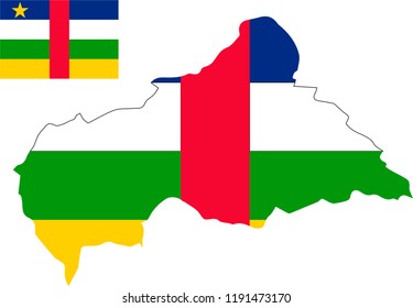 Vector map of Central African Republic with flag. Isolated, white background