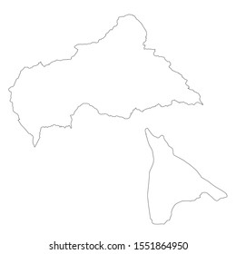 Vector map Central African Republic and Bangui. Country and capital. Isolated vector Illustration. Outline. EPS 10 Illustration.