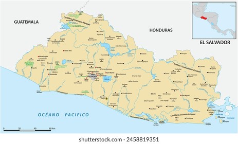 Vector map of the Central American state of El Salvador